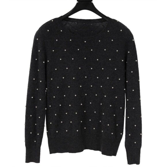Neiman Marcus Cashmere Womens Pearl Embellished Sweater Size Medium Long Sleeve - Picture 1 of 10